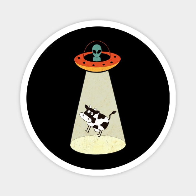 Alien UFO Cow Abduction Magnet by JohnnyxPrint